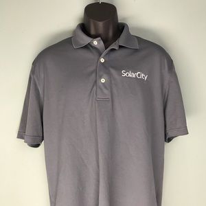SolarCity Men Medium Polo Shirt Grey Gray Business